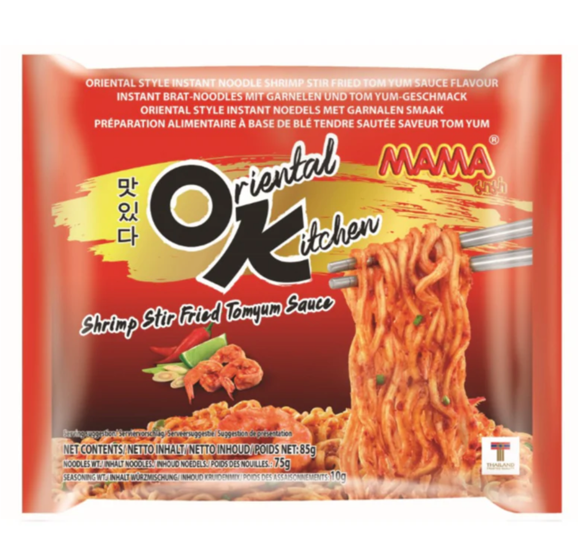 OK Mama Noodles con Gamberetti Saltati con Salsa Tomyum (Piccante)