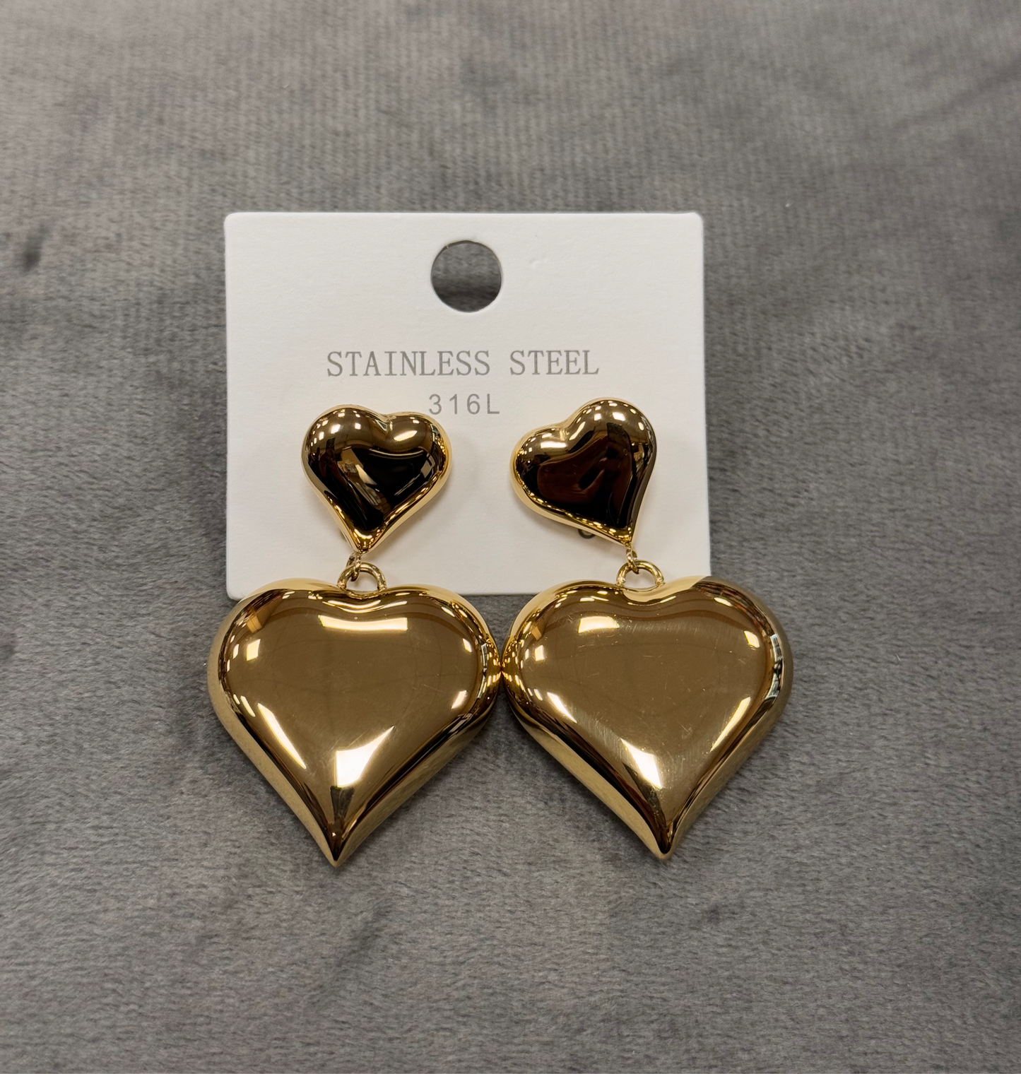 Orecchini Double Heart Dorato