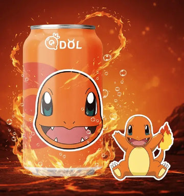 Qdol Charmander Lychee Flavor, 330ml sparkling lychee drink 