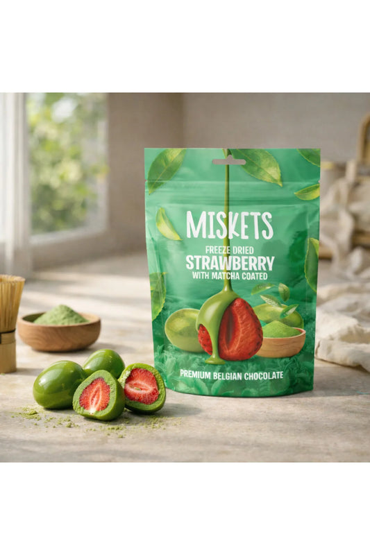 Miskets Fragole disidratate ricoperte di Cioccolato al Matcha 80g