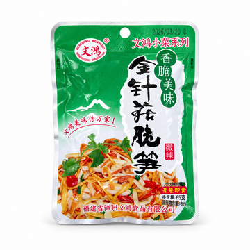 Funghi Enoki e germogli di bambù marinati leggermente piccanti