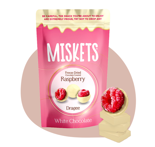 Miskets Lamponi disidratati ricoperti di Cioccolato Bianco