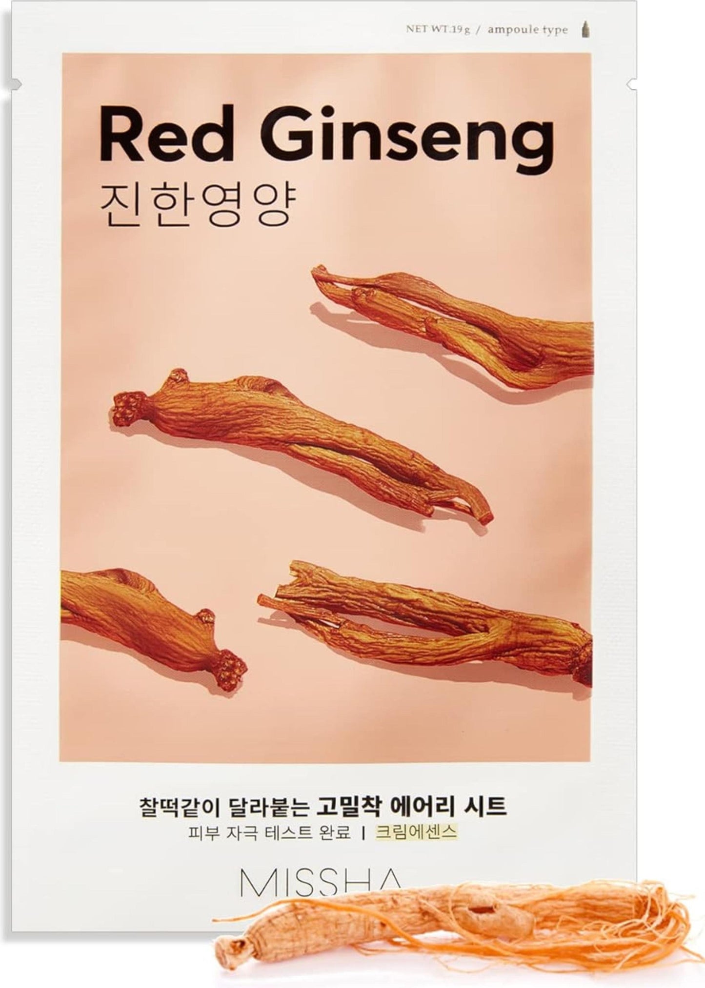 MISSHA Airy Fit Sheet Mask (Ginseng Rosso) 19 g – Maschera in tessuto